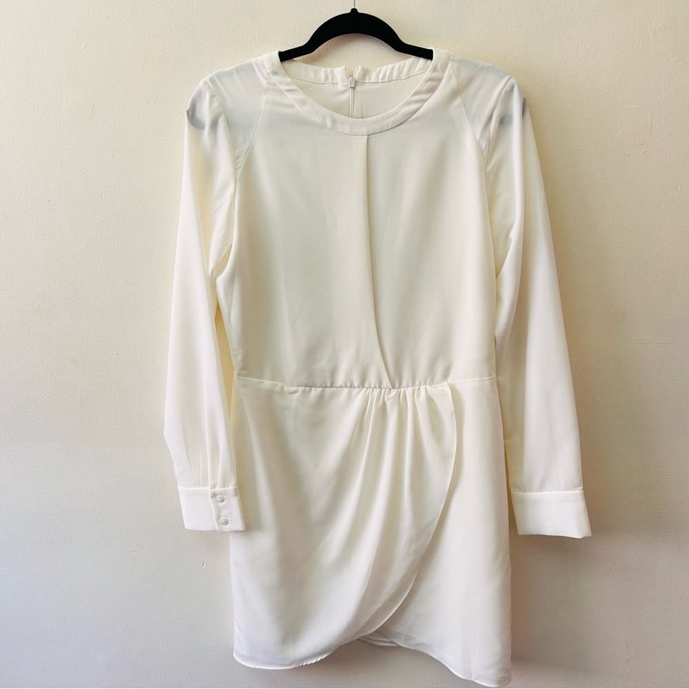 Chalk The Label ivory long sleeve draped mini dress size 6